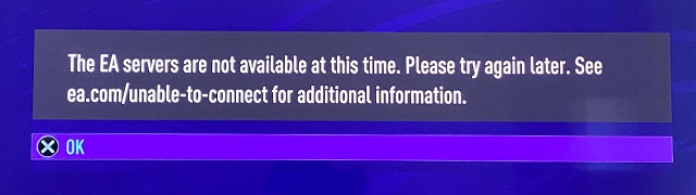 EA FIFA 21 Servers Down on PS4